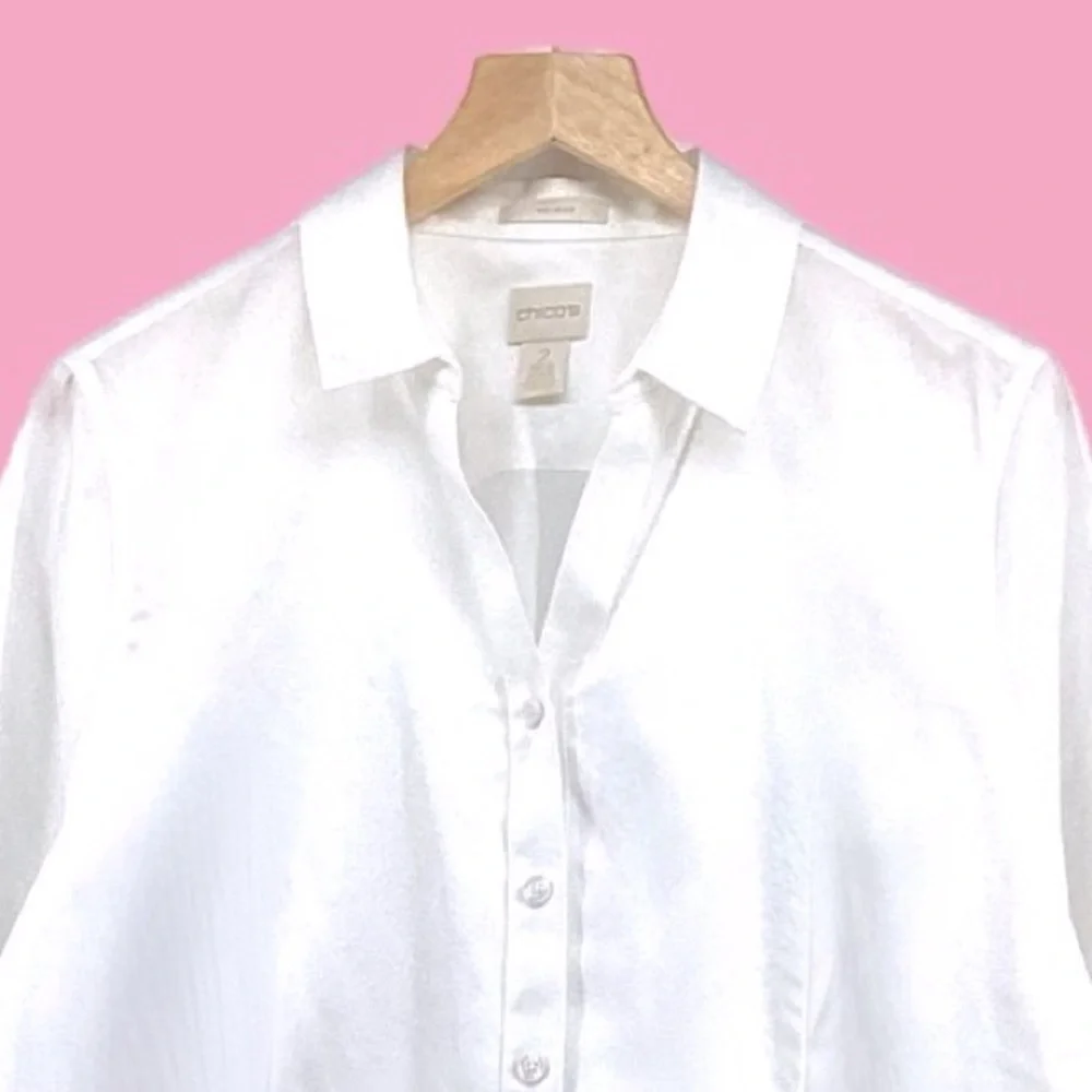 Chico's White Button Down Shirt - Picture 3 of 13